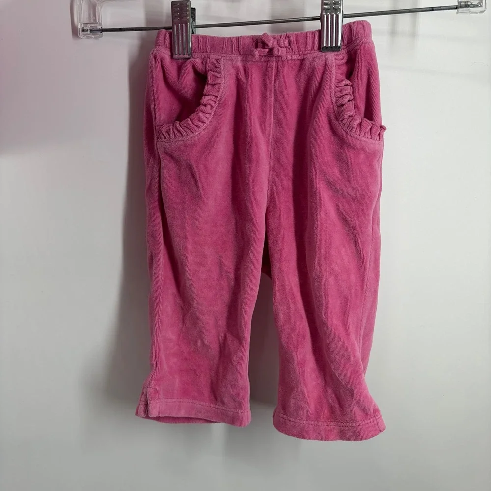 Vintage Y2K Baby Gap Pink Velour Tracksuit Set McBling Coquette Ruffle Hoodie